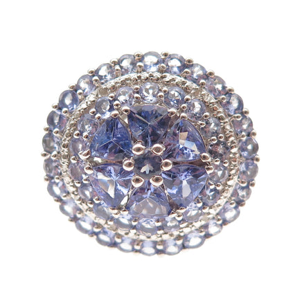 Chuck Clemency 925 Sterling Silver Real Tanzanite & White Topaz Ring Size 8