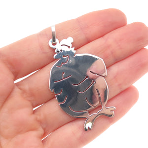 925 Sterling Silver Vintage Italy Santa Claus Cartoon Character Charm Pendant