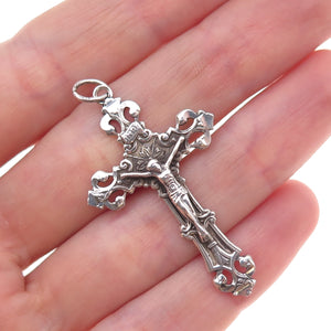 Princess Pride 925 Sterling Silver Vintage Crucifix Cross Oxidized Charm Pendant