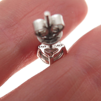 925 Sterling Silver Real Round-Cut Moissanite Approx. 0.6ct Stud Earrings