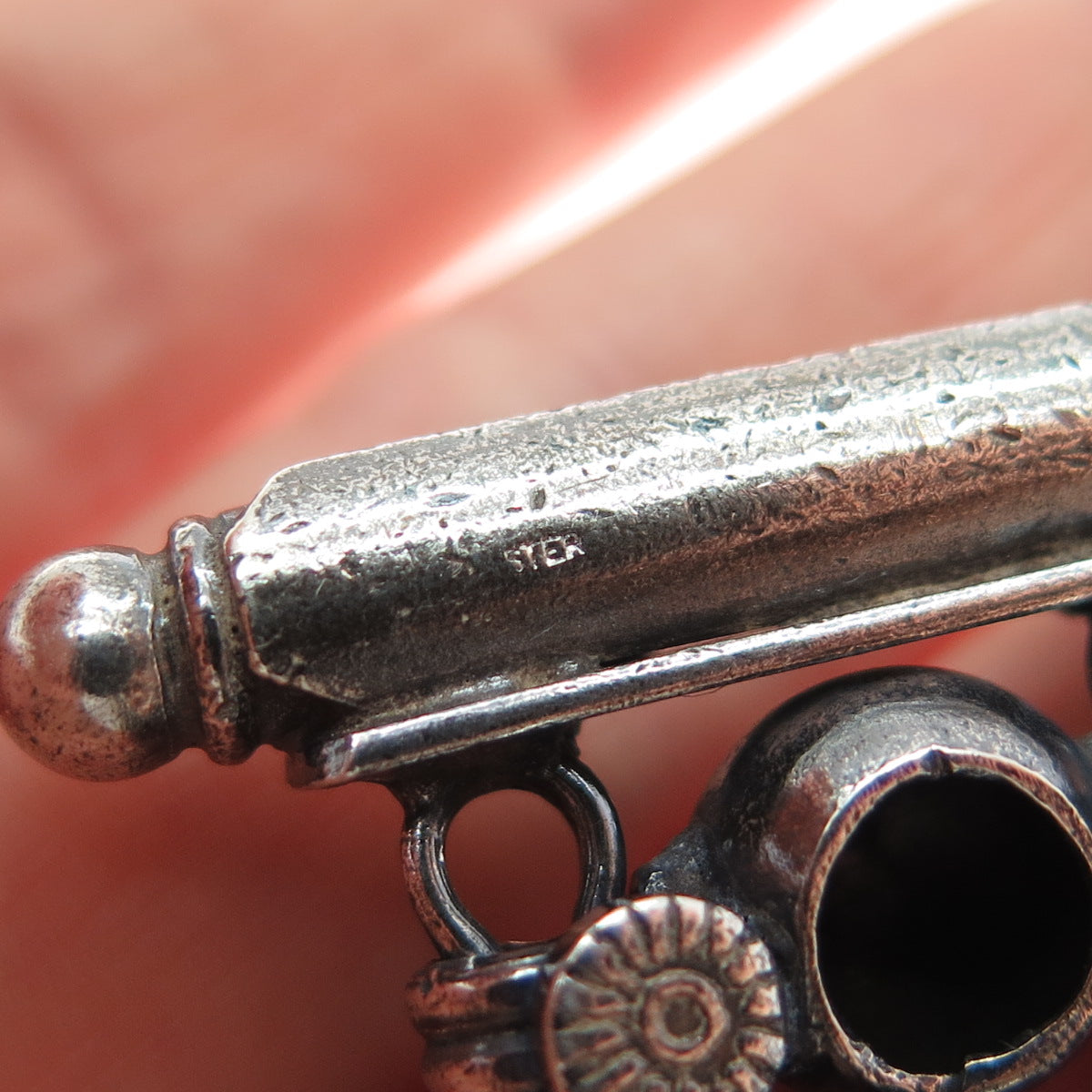 RA Rajasthani Sterling Silver Vintage Modernist Ball Beaded Oxidized Bracelet 7"