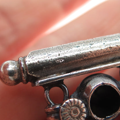 RA Rajasthani Sterling Silver Vintage Modernist Ball Beaded Oxidized Bracelet 7"