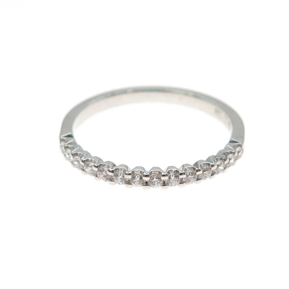 925 Sterling Silver Round-Cut C Z Half Eternity Stackable Band Ring Size 7