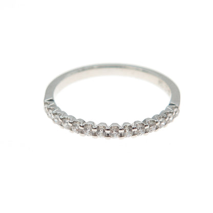 925 Sterling Silver Round-Cut C Z Half Eternity Stackable Band Ring Size 7