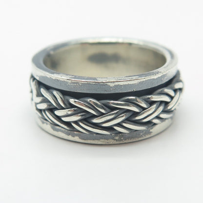 925 Sterling Silver Vintage Rotating Braided Band Ring Size 7.75