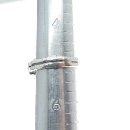 925 Sterling Silver Vintage Round-Cut Shaped C Z Oxidized Ring Size 5.25