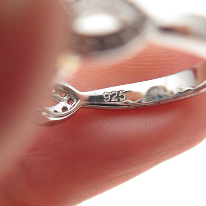 925 Sterling Silver 2-Tone Real Turquoise Apatite & White Topaz Ring Size 8