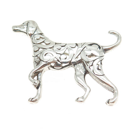 925 Sterling Silver Vintage Ornate Pointer Dog Pin Brooch