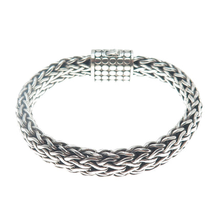 925 Sterling Silver Vintage Oxidized Solid 71.9g Spiga Link Bracelet 7"
