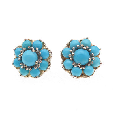 Chuck Clemency 925 Sterling Silver Real Sleeping Beauty Turquoise Stud Earrings