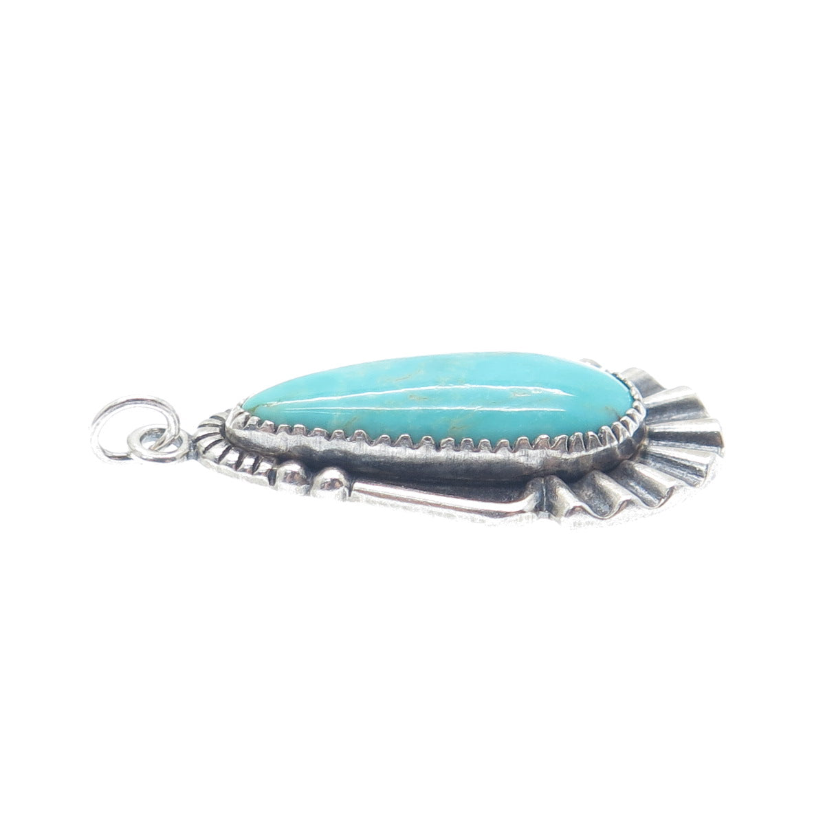BELL TRADING POST Old Pawn 925 Sterling Vintage Lone Mountain Turquoise Pendant