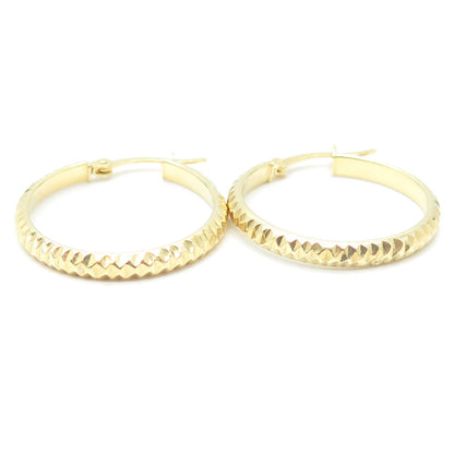 HAN 925 Sterling Silver Gold Plated Textured Hoop Earrings