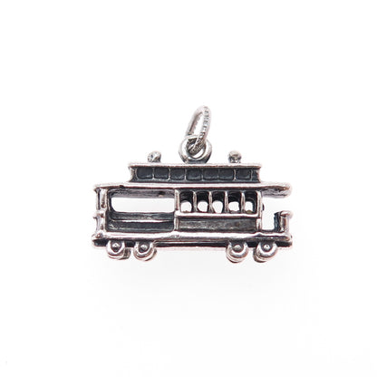 DANECRAFT Sterling Silver Vintage San Francisco Cable Car Mini 3D Charm Pendant