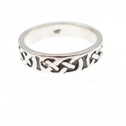 Chapal Zenray 925 Sterling Silver Vintage Celtic Knot Oxidized Band Ring Size 5