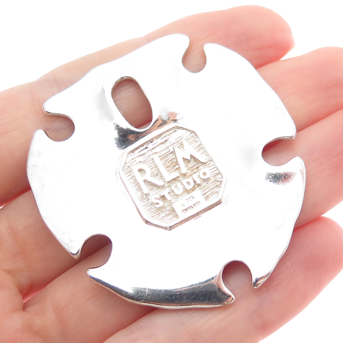 ROBERT LEE MORRIS 925 Sterling Silver Vintage Modernist Floral Large Pendant