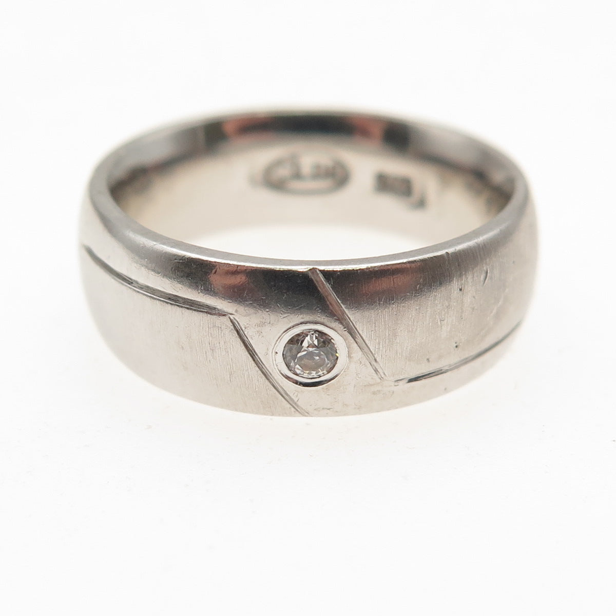 Cilor 925 Sterling Silver Round-Cut C Z Band Ring Size 6