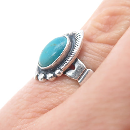 Bell Trading Post Old Pawn 925 Sterling Silver Vintage Turquoise Ring Size 4.25