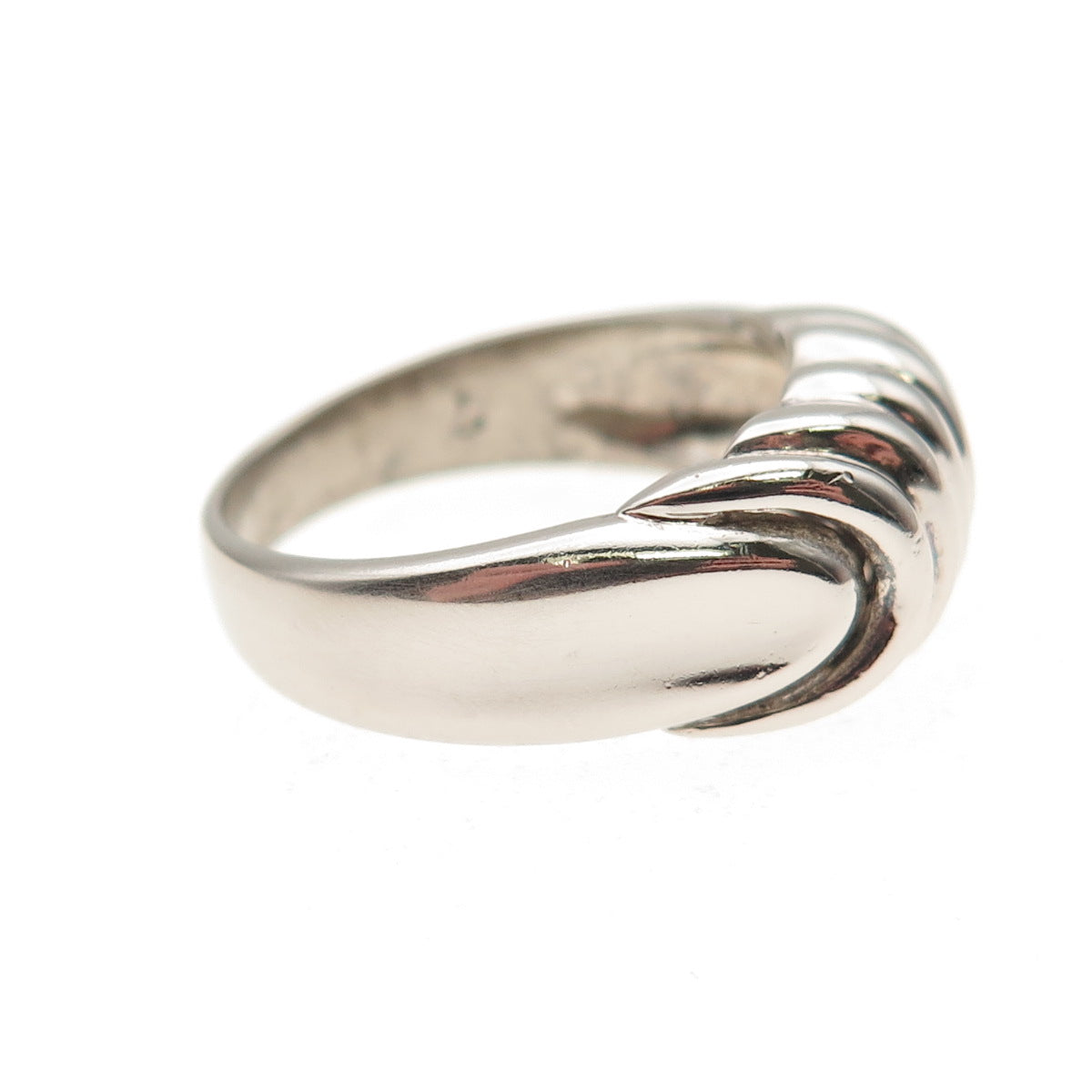 925 Sterling Silver Vintage Modernist Ribbed Oxidized Ring Size 7.25