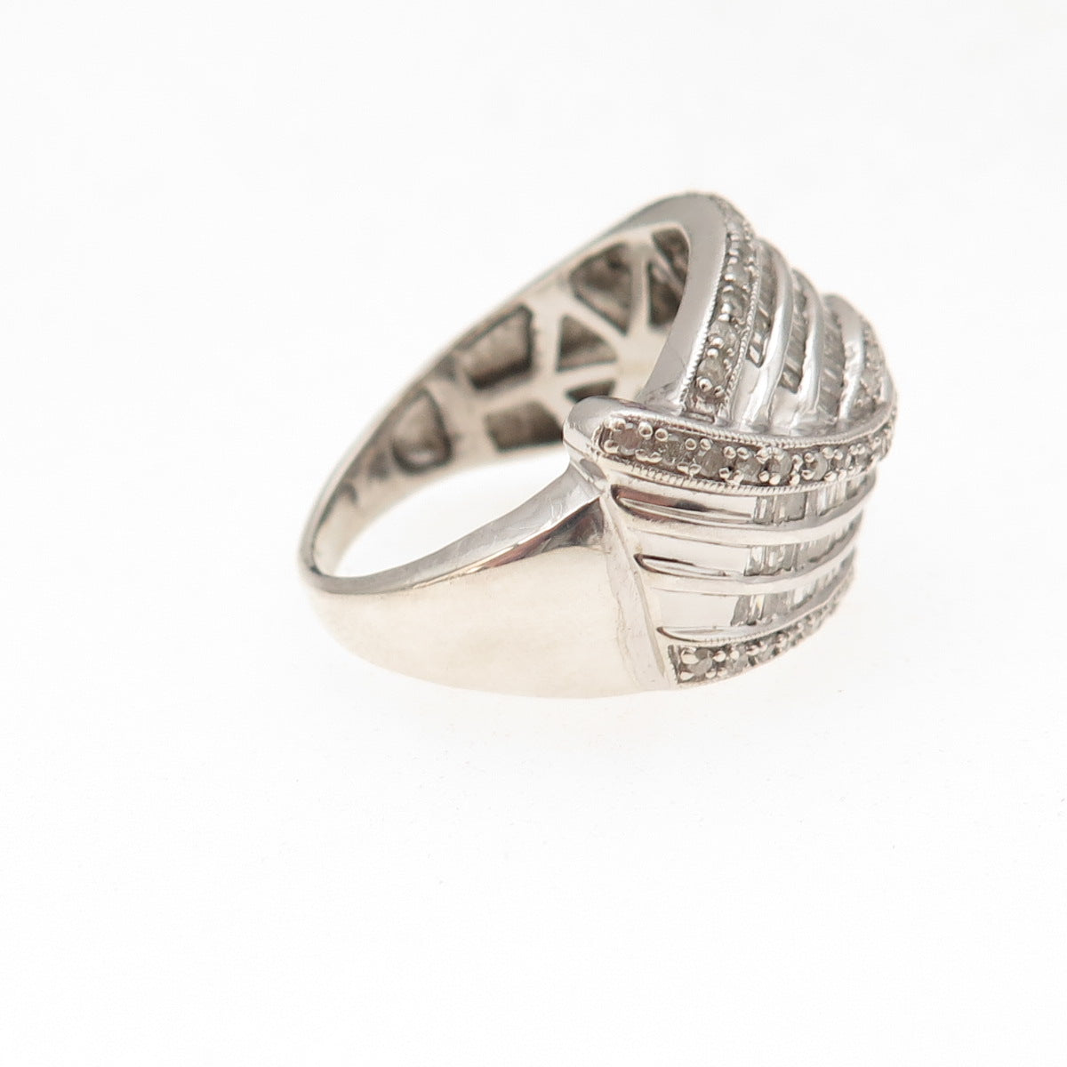 Michael Drechsler 925 Sterling Silver Real Diamond Ring Size 7.25