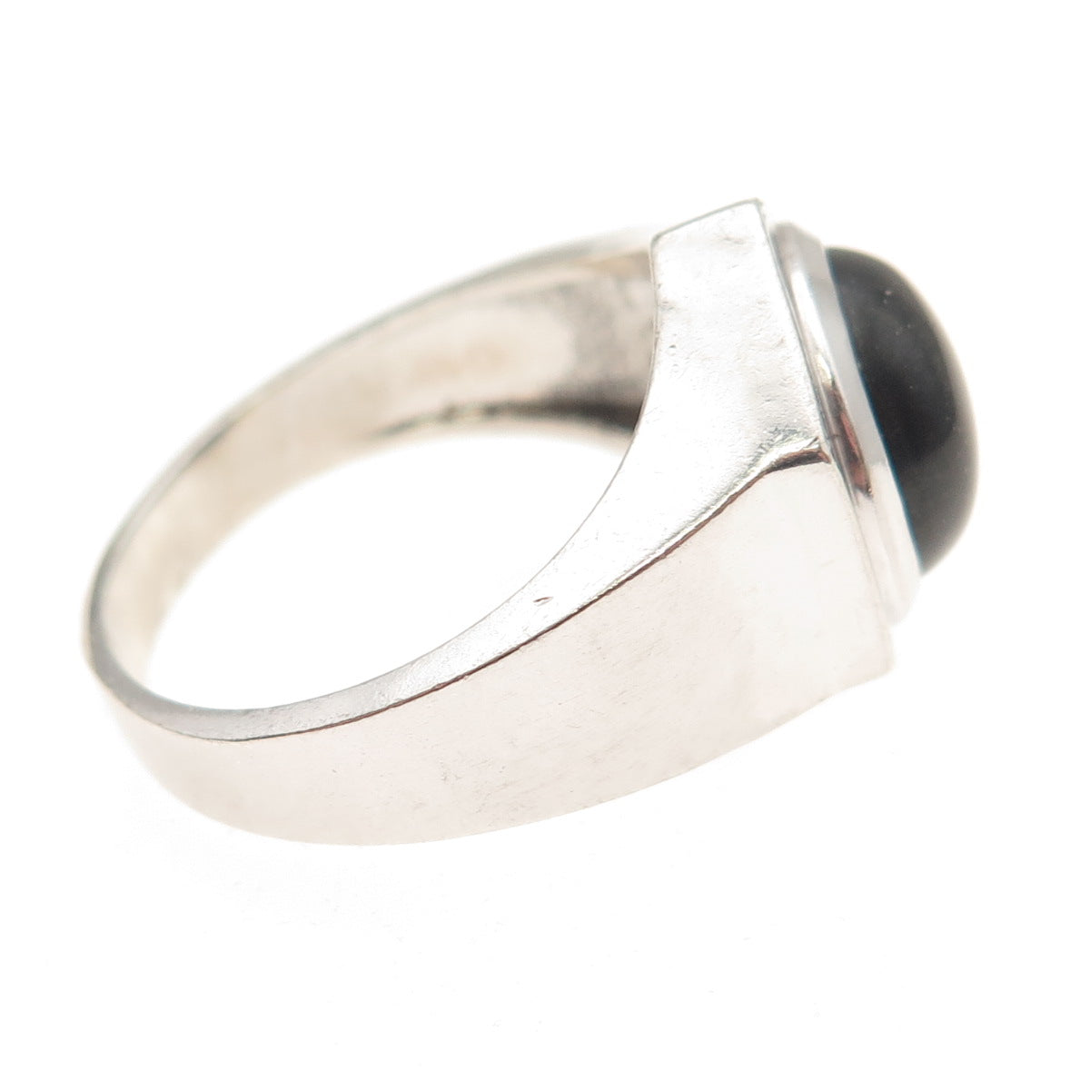 Mateo 925 Sterling Silver Vintage Real Black Onyx Modernist Ring Size 10.25