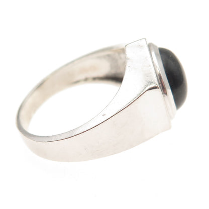 Mateo 925 Sterling Silver Vintage Real Black Onyx Modernist Ring Size 10.25
