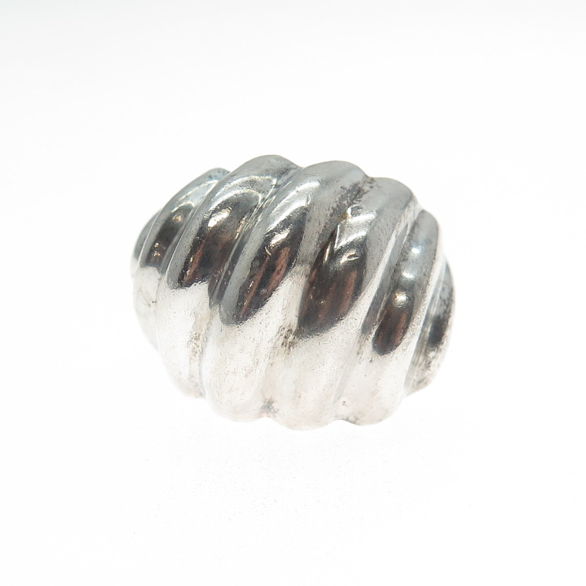 925 Sterling Silver Vintage Mexico Modernist Ribbed Dome Oxidized Ring Size 8