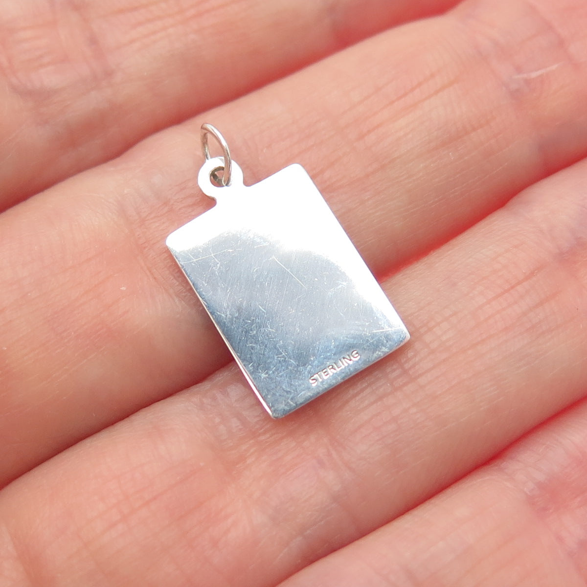 925 Sterling Silver Red Enamel I Find Attractive Minimalist Charm Pendant
