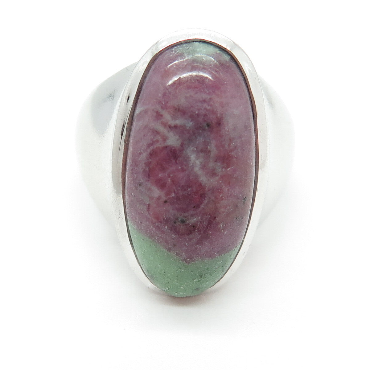 925 Sterling Silver Vintage Real Oval-Cut Zoisite Ruby Ring Size 11.25