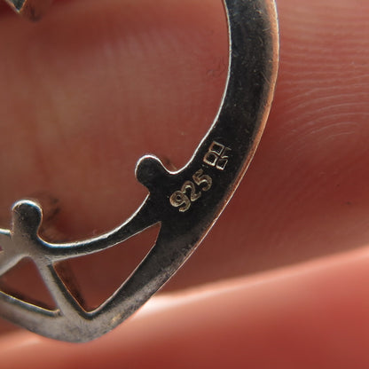 WARMET 925 Sterling Silver Vintage Poland Modernist Heart Chain Necklace 16"