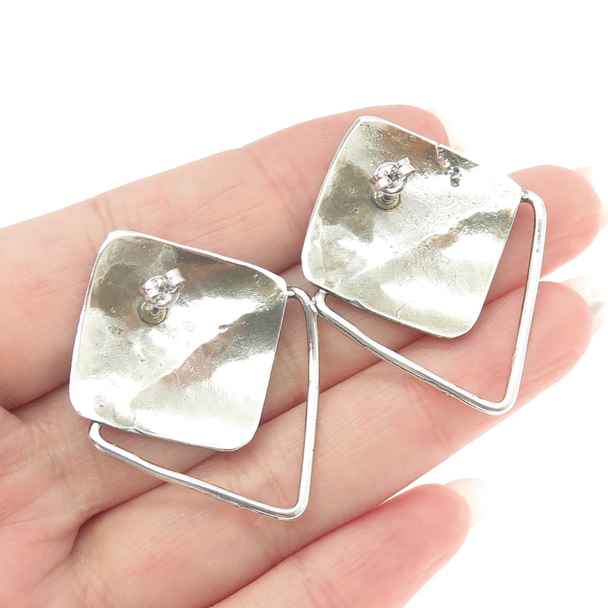 WILLIAM DE LILLO 925 Sterling Silver Vintage Modernist Geometric Earrings