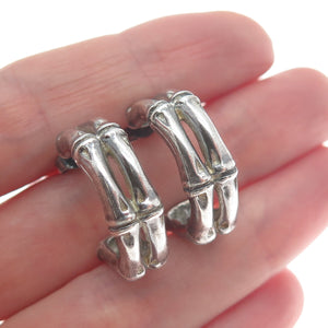 ECCLISSI 925 Sterling Silver Vintage Bamboo Hoop Oxidized Earrings