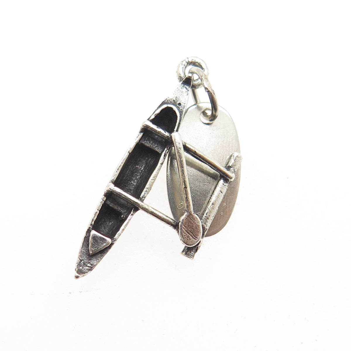 925 Sterling Silver Antique Art Deco Hawaii Canoe Minimalist Charm Pendant