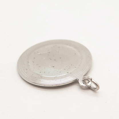 925 Sterling Silver Vintage Man Profile Round Pendant