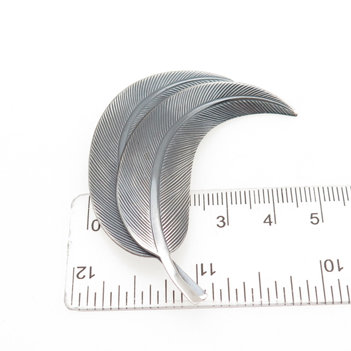 JEWELART 925 Sterling Silver Vintage Feather Oxidized Pin Brooch