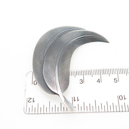 JEWELART 925 Sterling Silver Vintage Feather Oxidized Pin Brooch
