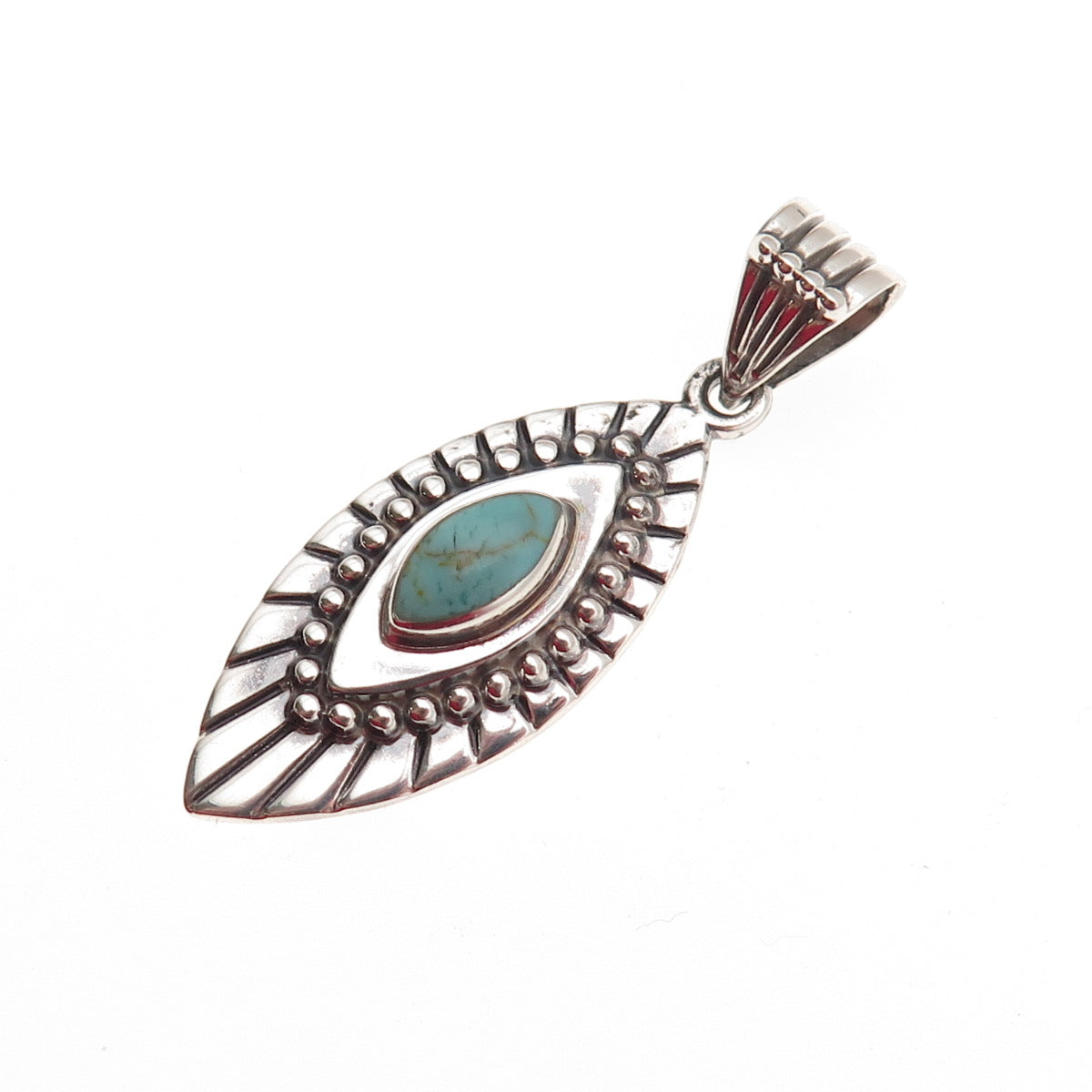 ATI Annika Witt 925 Sterling Silver Vintage Mexico Real Turquoise Charm Pendant