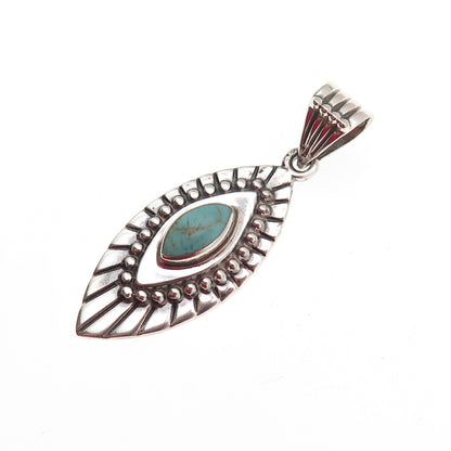 ATI Annika Witt 925 Sterling Silver Vintage Mexico Real Turquoise Charm Pendant