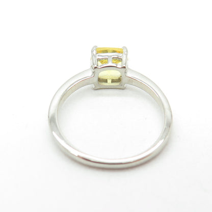 DAZZLERS 925 Sterling Silver Real Cushion-Cut Citrine Ring Size 6
