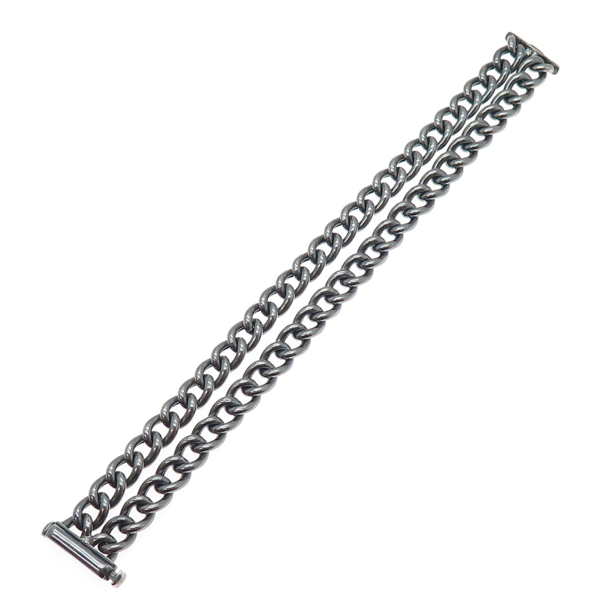 RD HSN LP Sterling Silver Vintage Italy Double Curb Link Oxidized Bracelet 7.5"