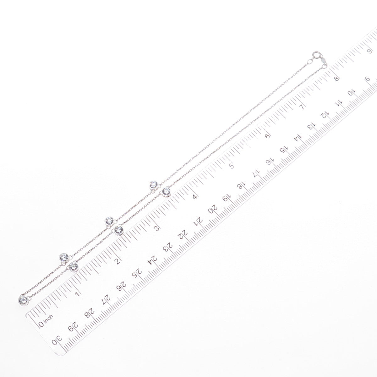 925 Sterling Silver Round-Cut C Z Station Cable Chain Necklace 16"