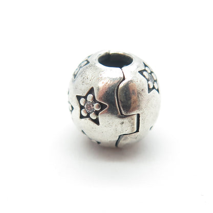 PANDORA 925 Sterling Silver C Z Twinkle Twinkle Bead Charm Clip Lock