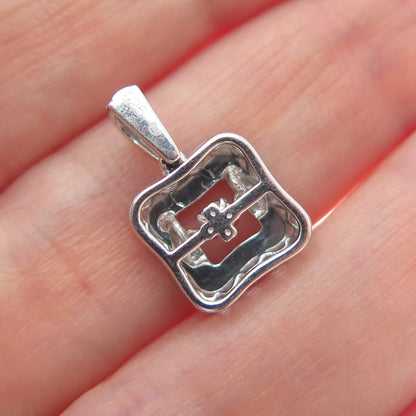 925 Sterling Silver Round-Cut Shaped C Z Square Minimalist Pendant