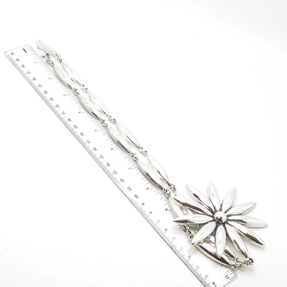 925 Sterling Silver Vintage Mexico Floral Bar Chain Necklace 24"