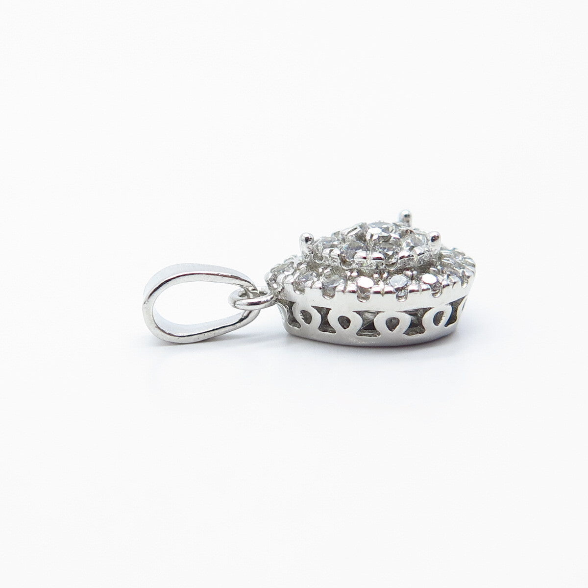 925 Sterling Silver C Z Teardrop Charm Pendant