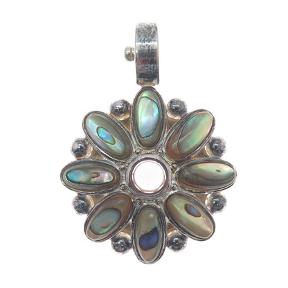 ESPO Joseph Esposito Sterling Vintage Real Abalone Shell & Amethyst Snap Pendant