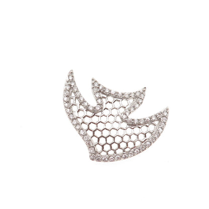 925 Sterling Silver Round-Cut C Z Angelfish Slide Charm Pendant