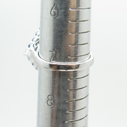 JS JOSEPH SCHMID 925 Sterling Silver Tanzanite Cluster Statement Ring Size 7.25