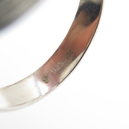 SAMUEL BENHAM 925 Sterling Silver Vintage Real Diamond Inlay Ring Size 6.25