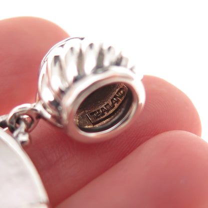 925 Sterling Silver Vintage Real MOP Modernist Oxidized Slide Pendant