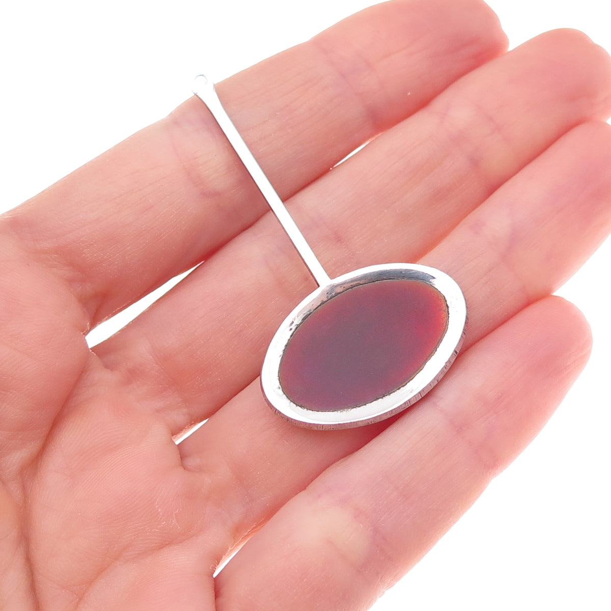 925 Sterling Silver Vintage Enamel Modernist Pendant